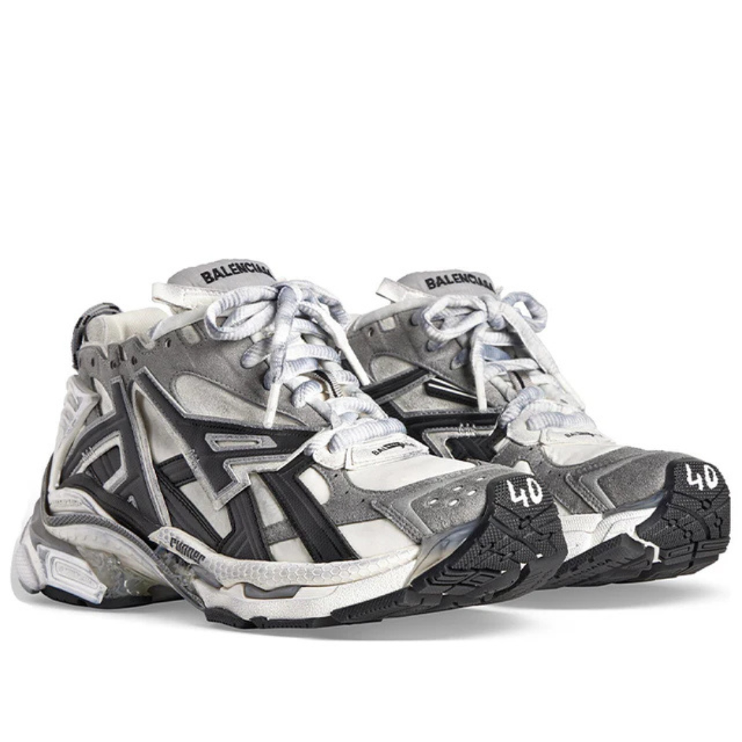 Balenciaga Runner 'Grey White Black Nylon and Suede Like Fabric'